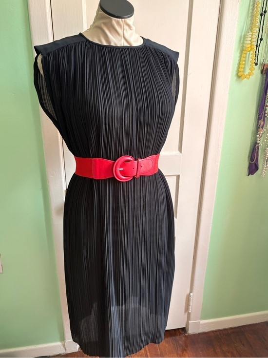 Charlotte Ford Dresses & Skirts - Elegant Black Pleated Midi Shift Dress
